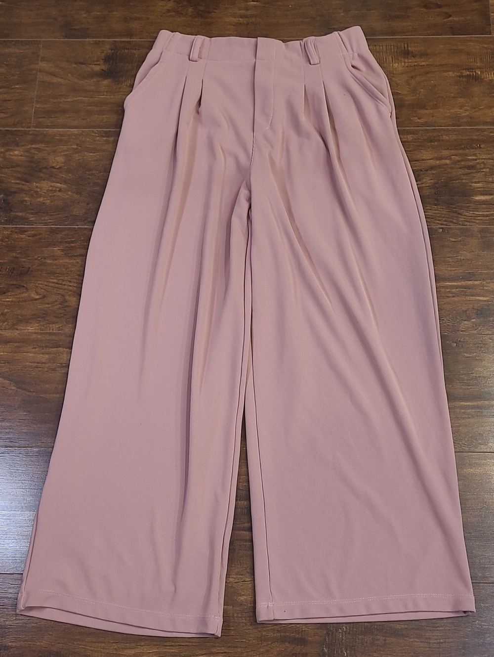 Halara Wide Leg High-Waist Pants — Pink Pull On Every Day Dress Up Or Down Large - Picture 2 of 11